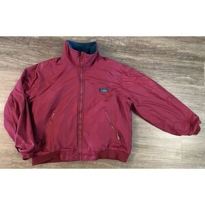 Vintage 90s LL Bean Warm Up Jacket Men's Medium Fleece Lined Red Bomber USA